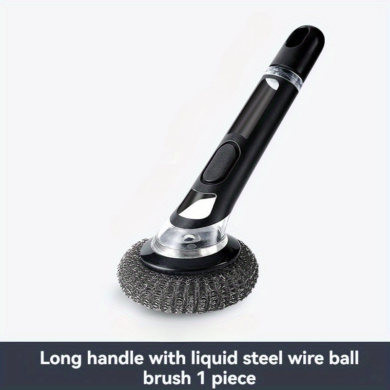 Multi-Functional Kitchen Cleaning Brush with Liquid Dispenser and Long Handle