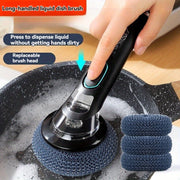 Multi-Functional Kitchen Cleaning Brush with Liquid Dispenser and Long Handle