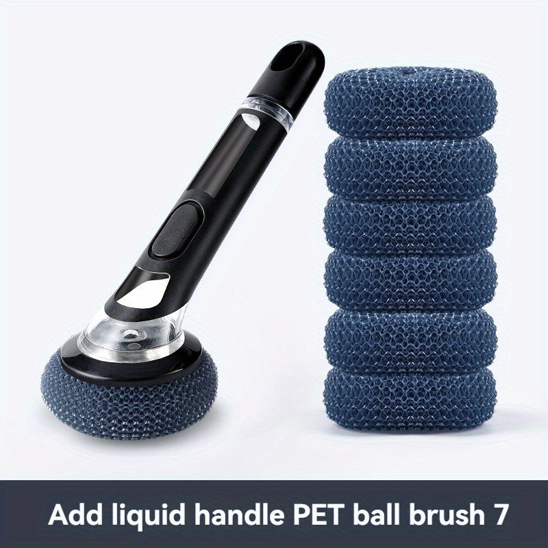 Multi-Functional Kitchen Cleaning Brush with Liquid Dispenser and Long Handle