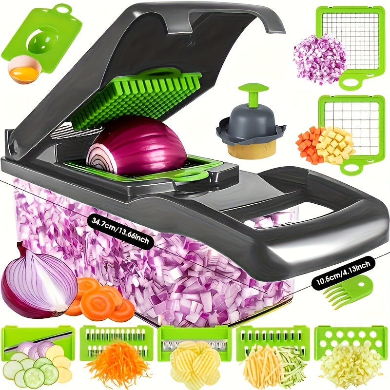 14-in-1 Manual Vegetable Cutter with Container for Slicing Dicing Shredding Vegetables