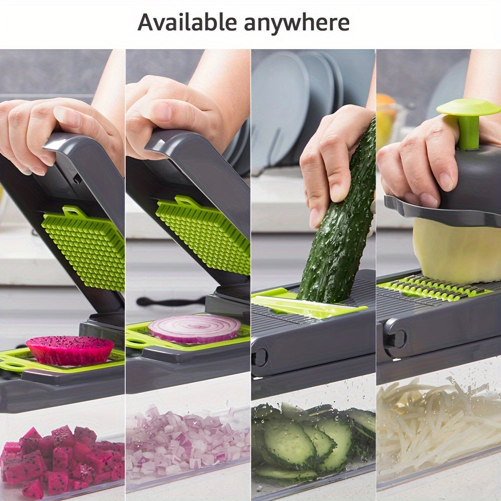14-in-1 Manual Vegetable Cutter with Container for Slicing Dicing Shredding Vegetables