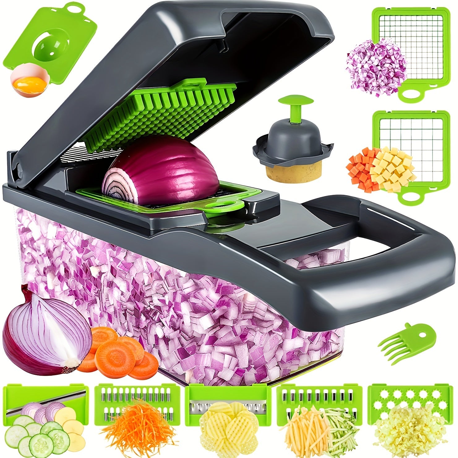 14-in-1 Manual Vegetable Cutter with Container for Slicing Dicing Shredding Vegetables