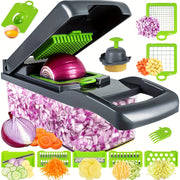 14-in-1 Manual Vegetable Cutter with Container for Slicing Dicing Shredding Vegetables