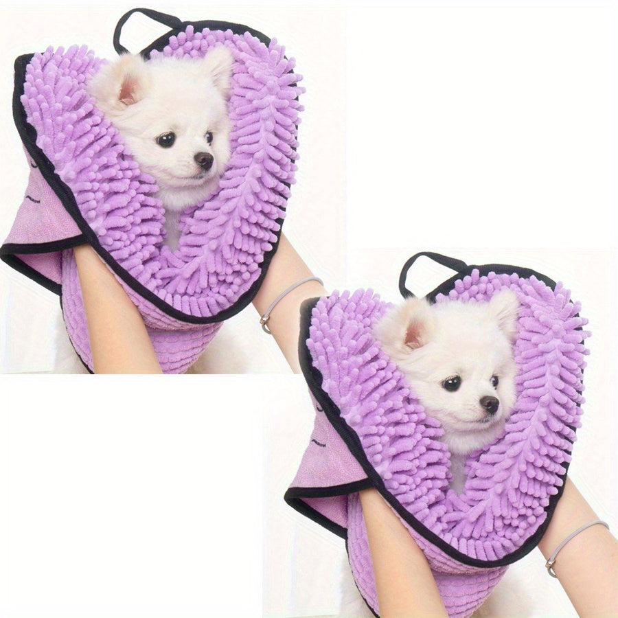 Quick Drying Pet Bath Towel for Cats Dogs and Rabbits Glove Style Absorbent