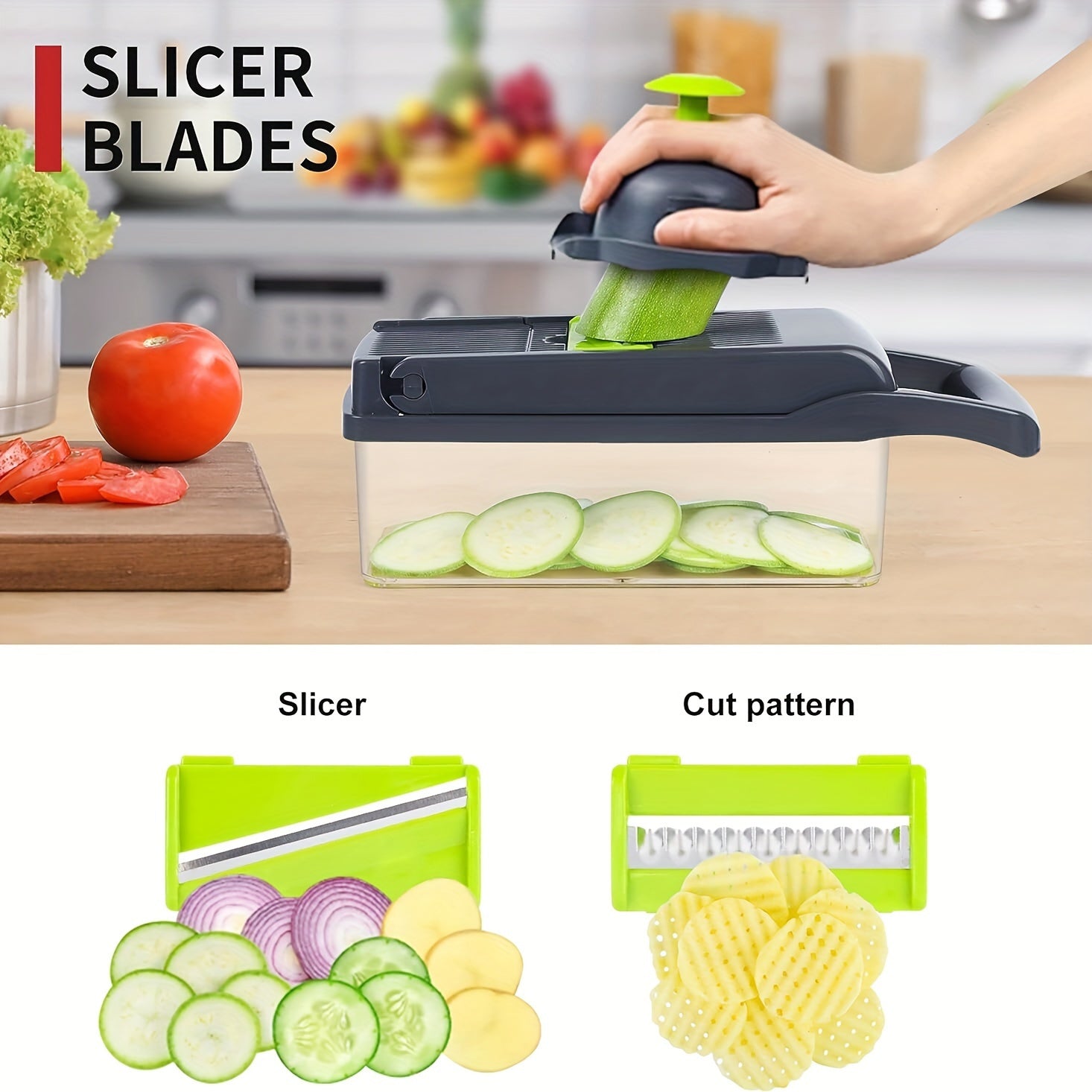 14-in-1 Manual Vegetable Cutter with Container for Slicing Dicing Shredding Vegetables
