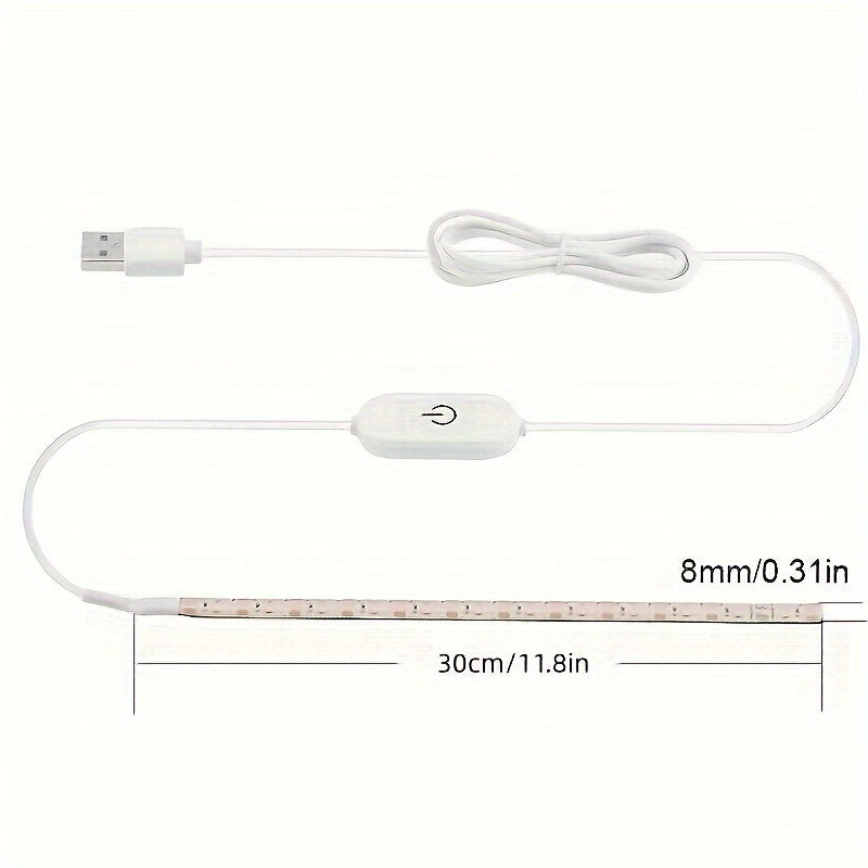 Светодиодная шнуровая лента для шитья с питанием от USB и сенсорным затемнением, энергоэффективный белый свет для стандартных машин, не требует батареек, гибкий пластиковый дизайн для улучшенной видимости при рукоделии.