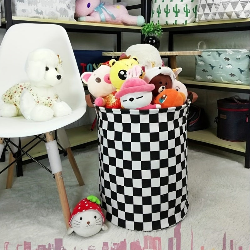 Yunon Houndstooth mato kir yuvish savati, teri tutqichlari bilan, kiyim va o'yinchoqlarni saqlash uchun mukammal. Oson saqlash uchun egiladigan. Uy, oshxona yoki yotoqxona uchun ideal bo'lgan ko'p funksiyali va minimalist dizayn.