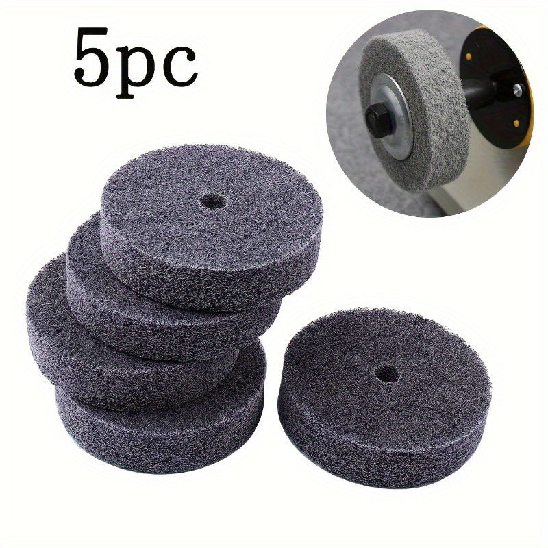 5 Pieces 3-Inch Fiberglass Buffing Wheels with 3/8 Inch Arbor Emery Grit for Angle Grinders