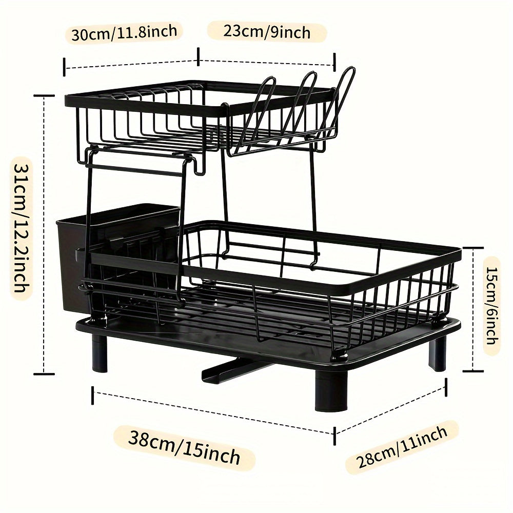 Extra-Large Stainless Steel Kitchen Rack with Dual Tiers, Utensil and Dish Storage