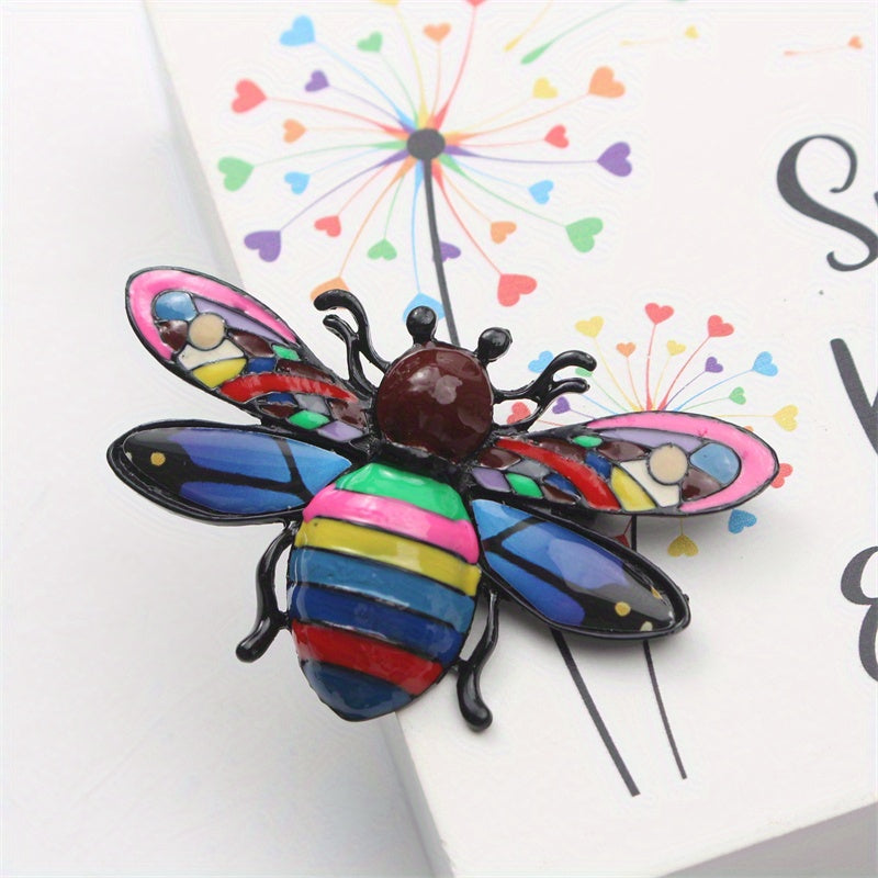 Enamel Bee Brooch Pin Irregular Animal Shape Colorful Corsage Accessory for Women