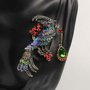 Enamel Rhinestone Phoenix Brooch for Women Cartoon Style Punk Jewelry