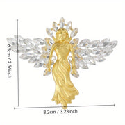 Women's Fashion Brooch Pin Matte Gold Wing Rhinestones Jewelry