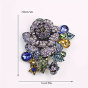 Women’s Punk Style Enamel Rhinestone Rose Brooch Antique Flower Tassel Pin for Coats Dresses