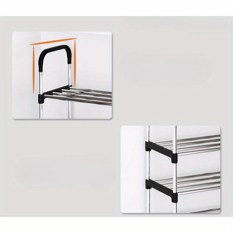 Joyni tejaydigan, turli xonalar uchun mos keladigan, ko'p qatlamli, mustahkam temirdan yasalgan poydevorli poyabzal tokchasi. O'rnatish yoki elektr energiyasi talab qilinmaydi.