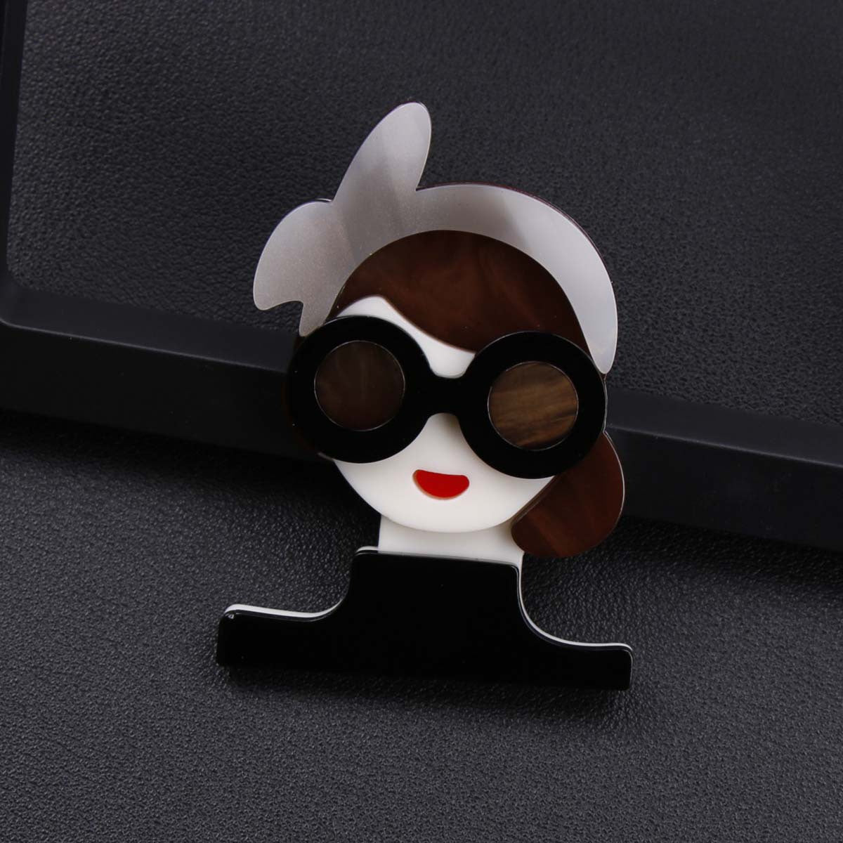 Girl Brooch Cartoon-Inspired Acrylic Rhinestone Enamel Winter Fashion Accessory Punk Style