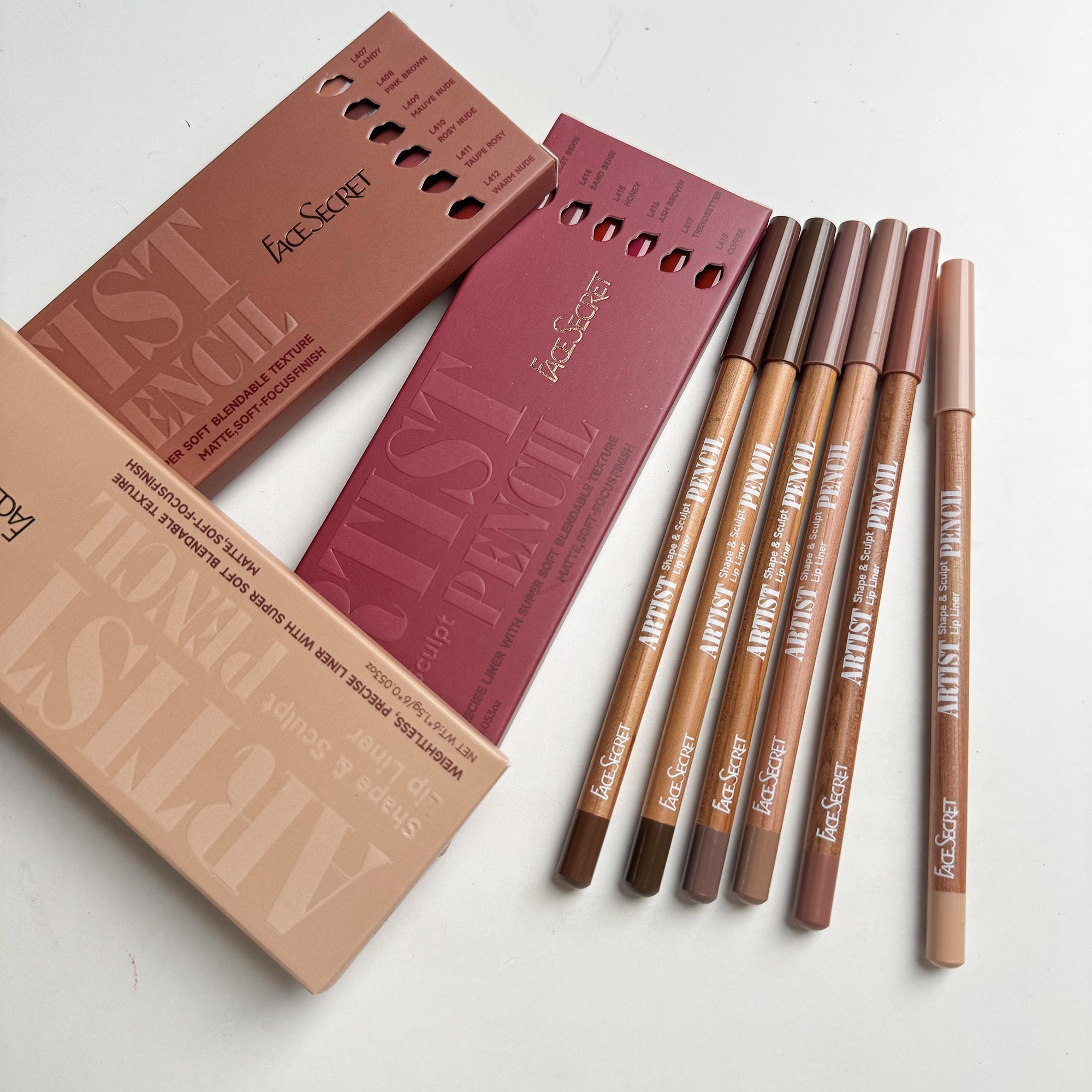 Set of 6 Long-Lasting Matte Lip Liners in 18 Natural Colors