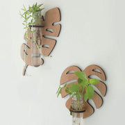 Богемный настенный горшок для растений с деревянным кронштейном и многоярусными пробирками