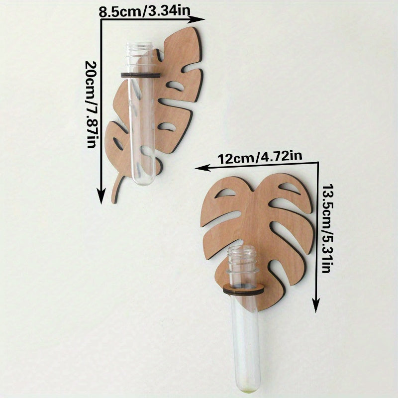 Богемный настенный горшок для растений с деревянным кронштейном и многоярусными пробирками