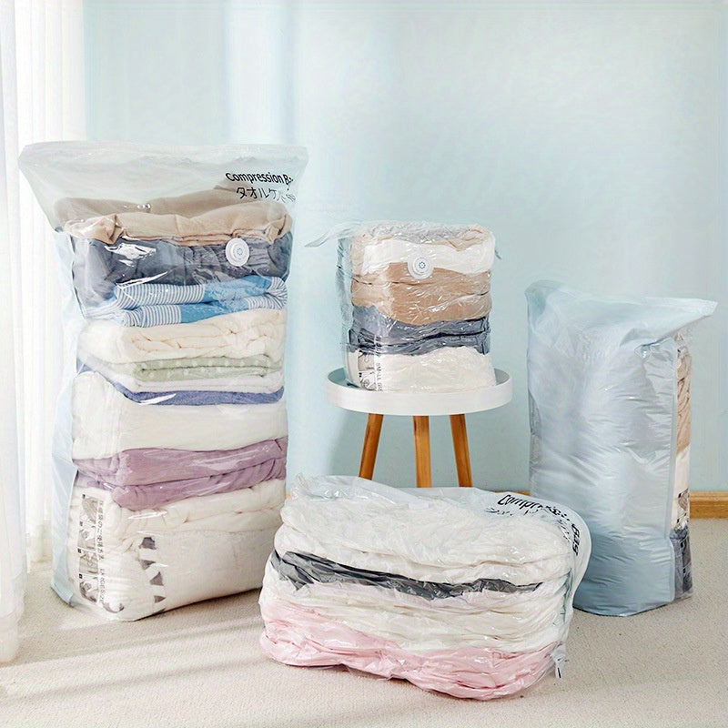 Set of 5 Thickened Vacuum Storage Bags for Clothes and Quilts Clear Organizing