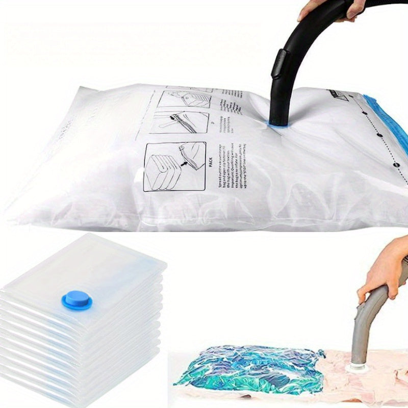 Set of 5 Thickened Vacuum Storage Bags for Clothes and Quilts Clear Organizing