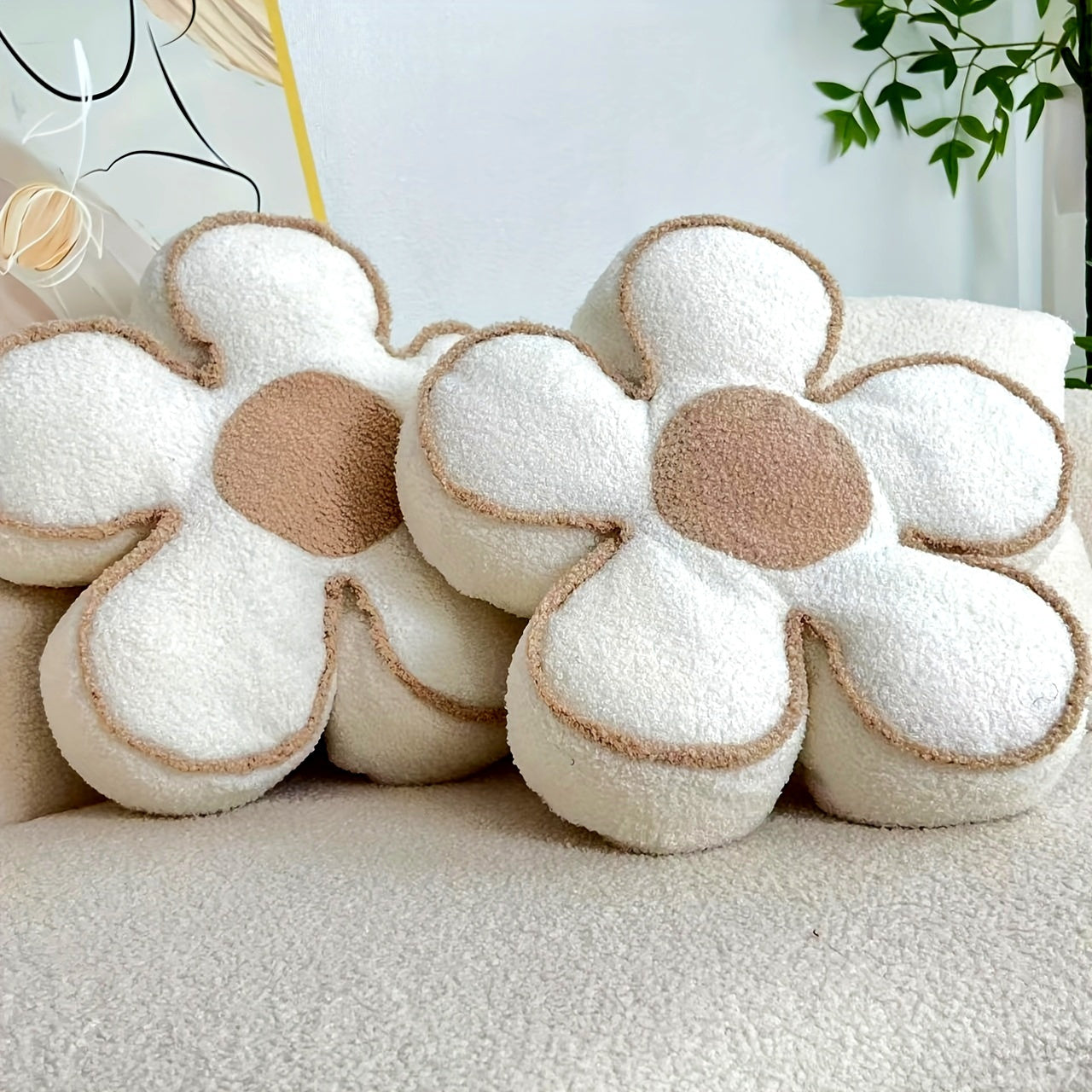 Cojín floral de 50cm para decoración de sofá, almohada gruesa, acento para el hogar