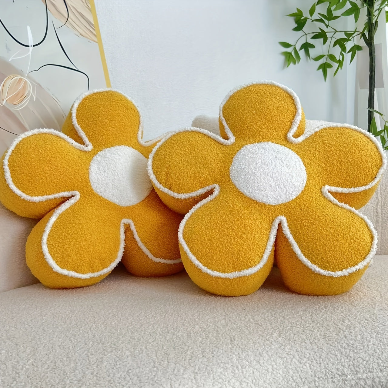 Cojín floral de 50cm para decoración de sofá, almohada gruesa, acento para el hogar