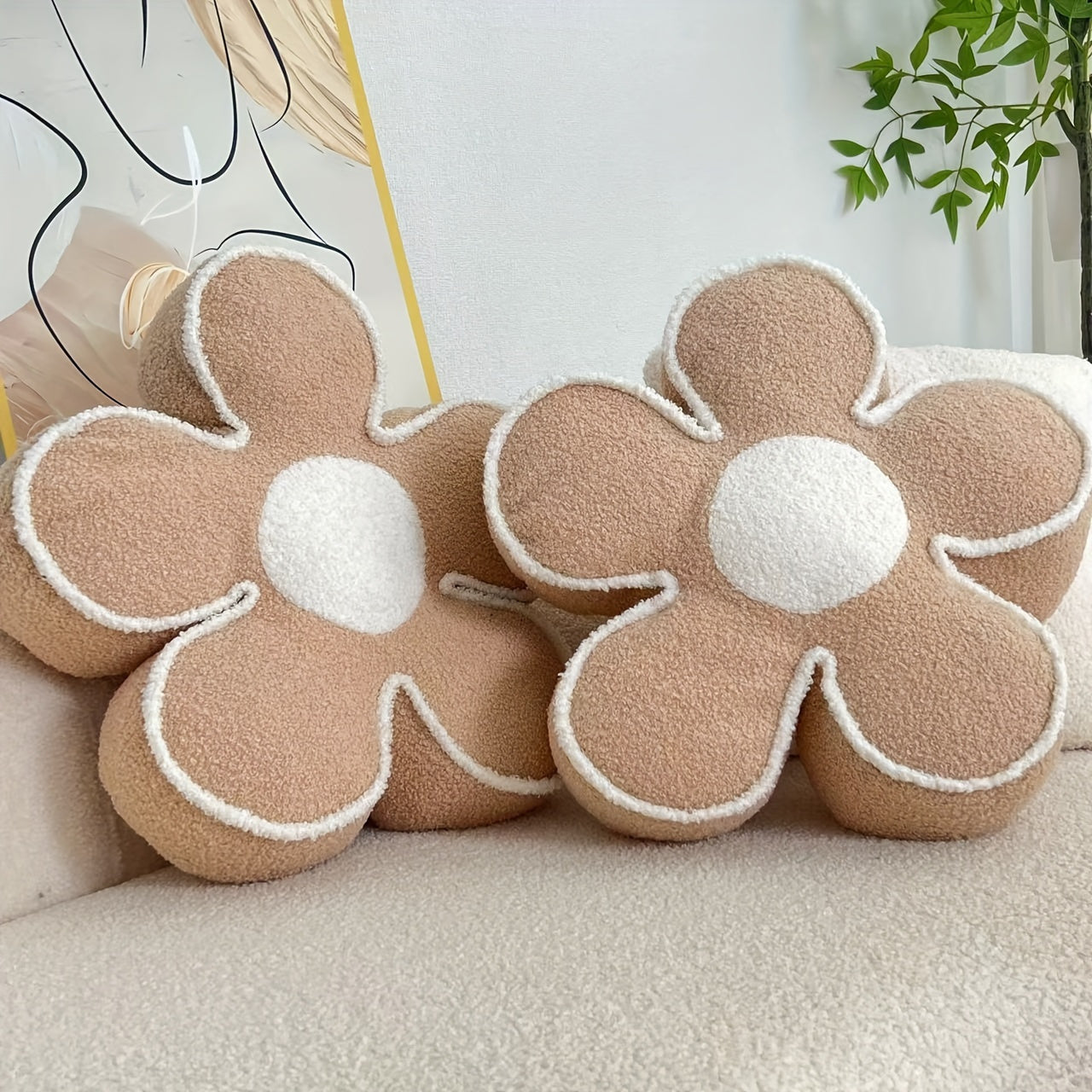 Cojín floral de 50cm para decoración de sofá, almohada gruesa, acento para el hogar