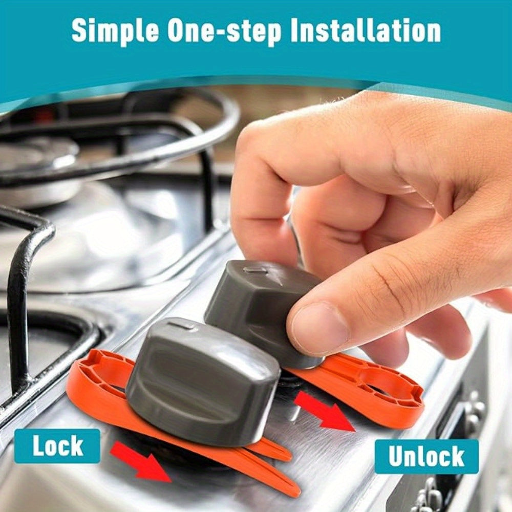 Youngsters Safety Gas Stove Knob Locks Red Easy-Grip Prevents Accidental Pressing