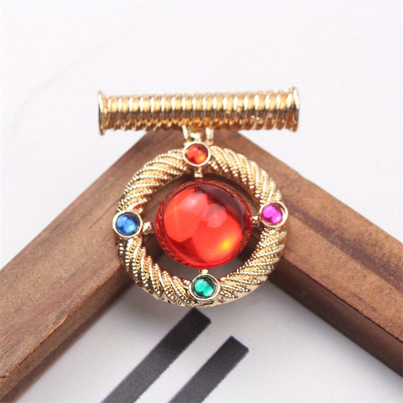 Vintage brooch pin rhinestones va emal bilan, barokko o'rta asr dizayni ayollar va erkaklar uchun