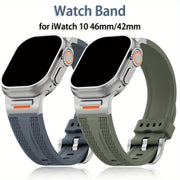 Apple Watch uchun zanglamas po'latdan adapterga ega sport silikondan yasalgan tasma, turli modellarga va o'lchamlarga mos keladi.