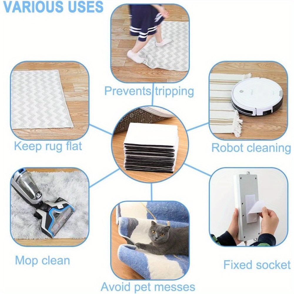 Non-Slip Rug Grippers 10-Pack with Dual-Sided Adhesive for Hardwood Floors and Tiles