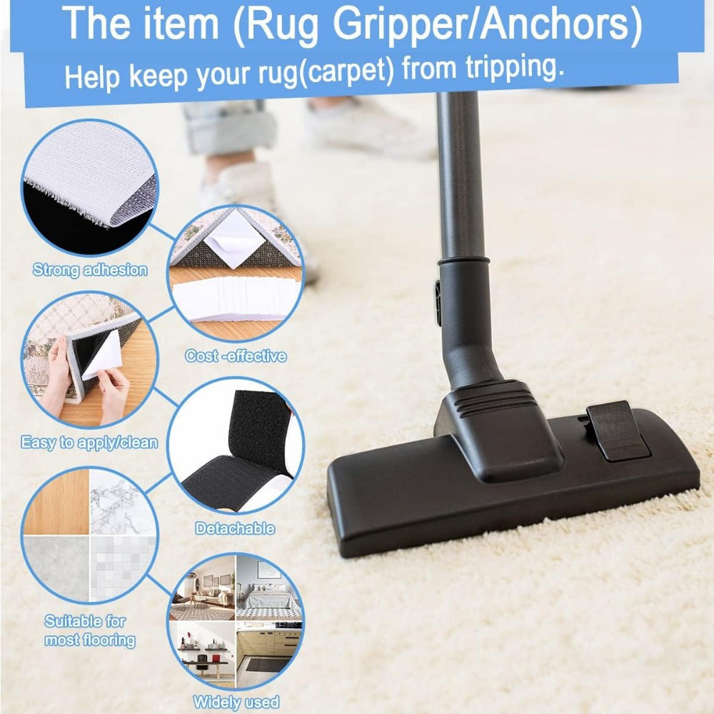 Non-Slip Rug Grippers 10-Pack with Dual-Sided Adhesive for Hardwood Floors and Tiles