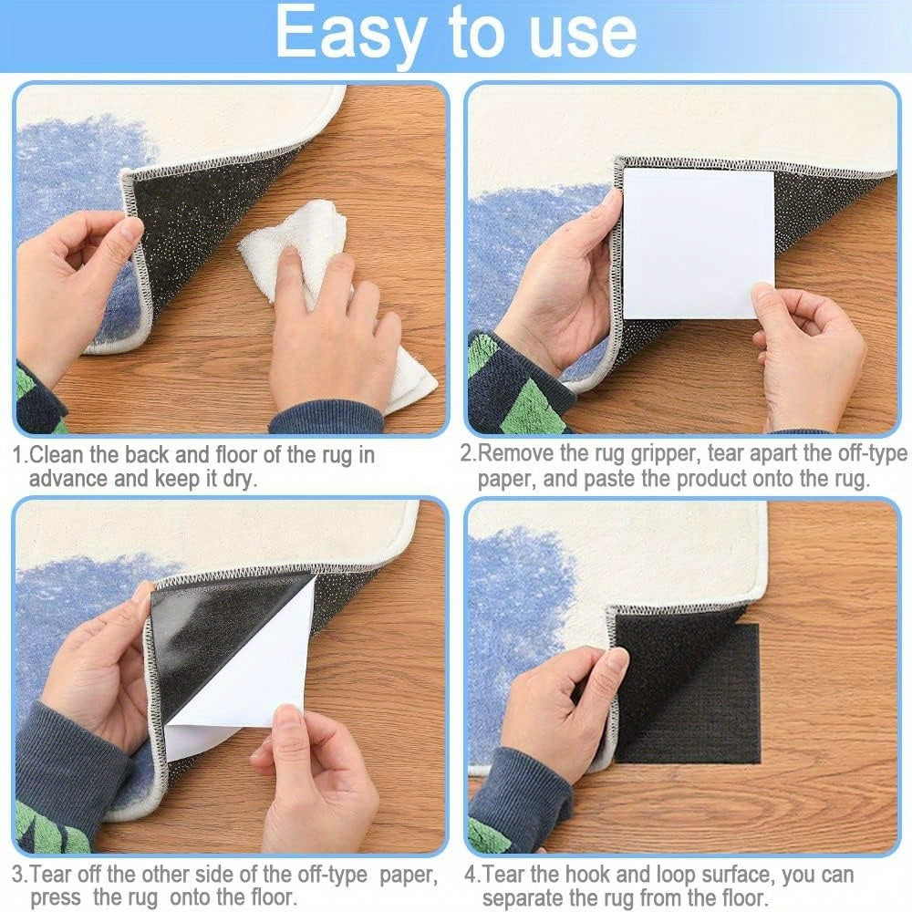 Non-Slip Rug Grippers 10-Pack with Dual-Sided Adhesive for Hardwood Floors and Tiles