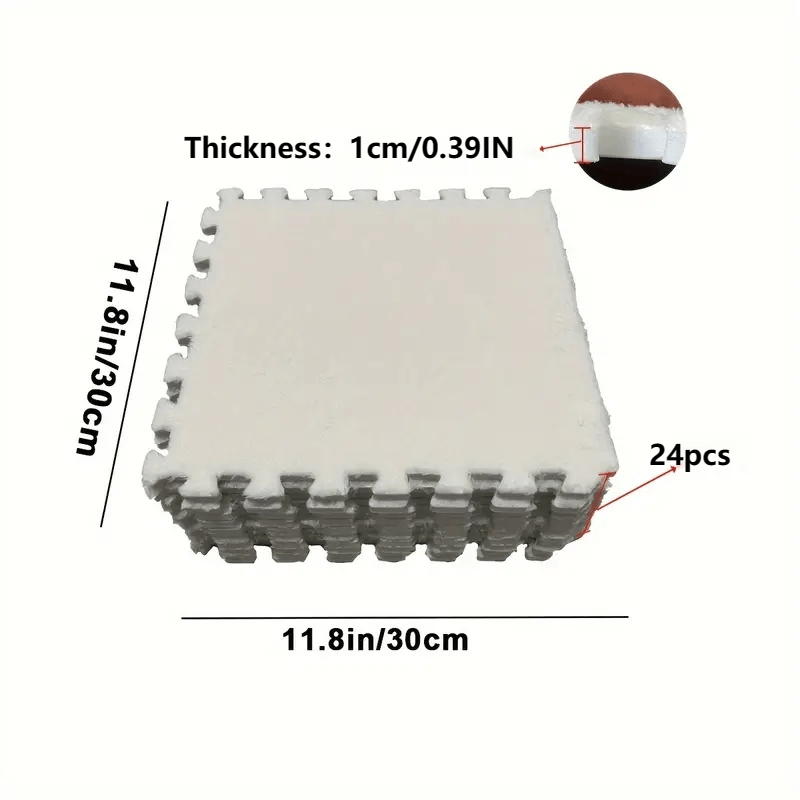 24-Piece Puzzle Mat Non-Slip Washable Flat Woven Sound Insulation Shock Absorption Indoor Carpet for Bedroom