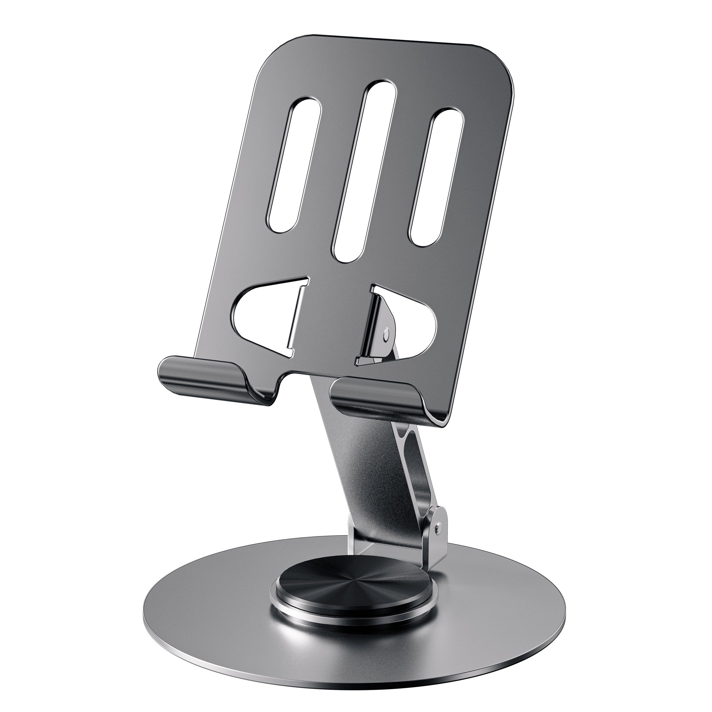 Vintage Style Metal Phone and Tablet Stand with 360-Degree Rotation Black Adjustable Foldable