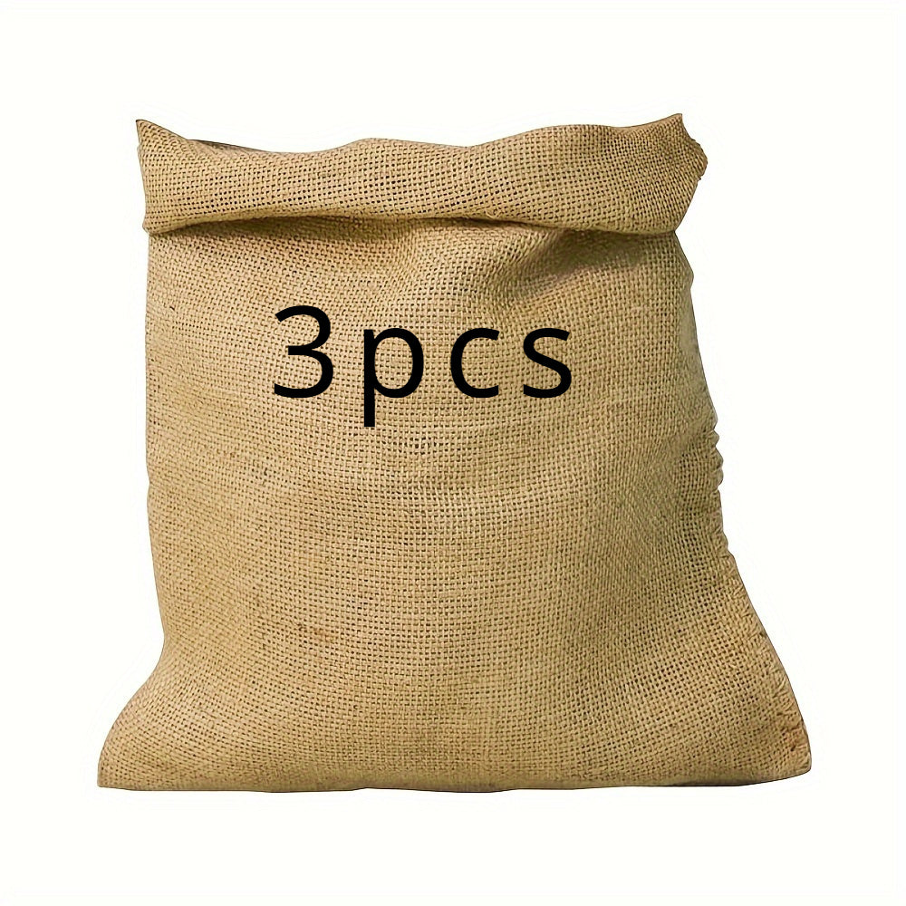 Three Natural Burlap Storage Bags for Appliances Hardware and Sandbags