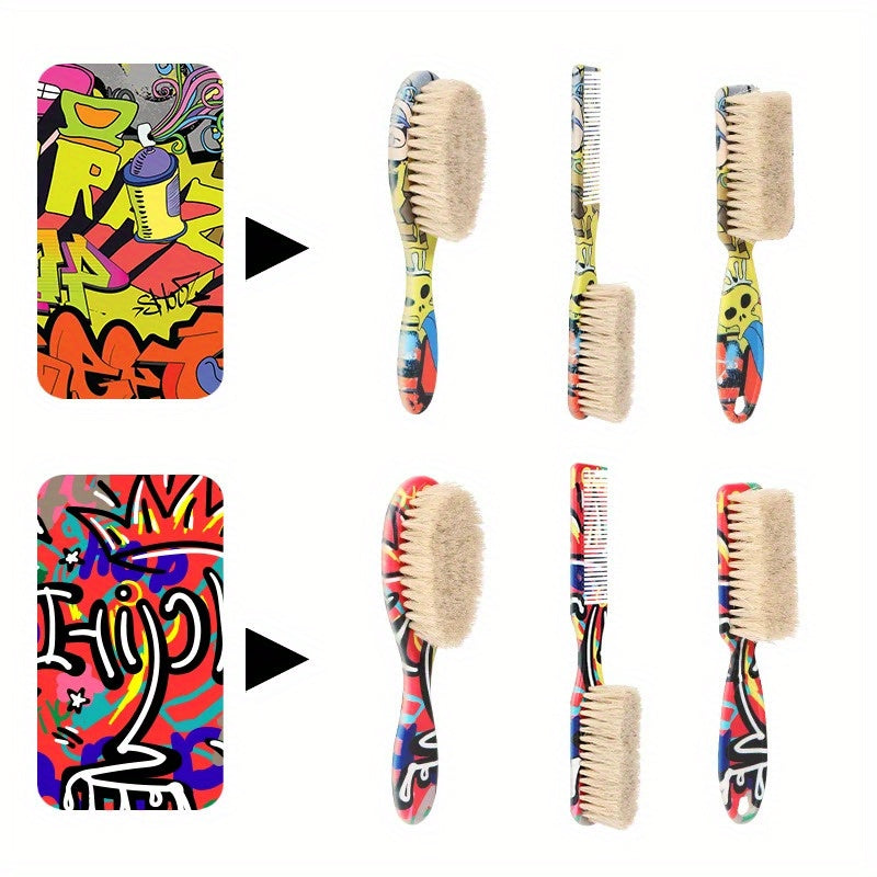 Cepillo de aseo para barba y bigote para hombres, de doble cara, de pelo de caballo