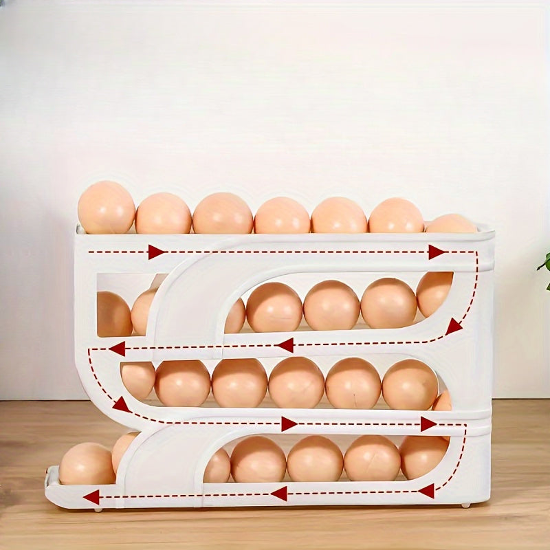 Прочный пластиковый органайзер для кухни с выдвижным дизайном для хранения яиц, идеально подходит для использования в холодильнике или на столешнице. Ударопрочный и легкий в очистке для удобства.