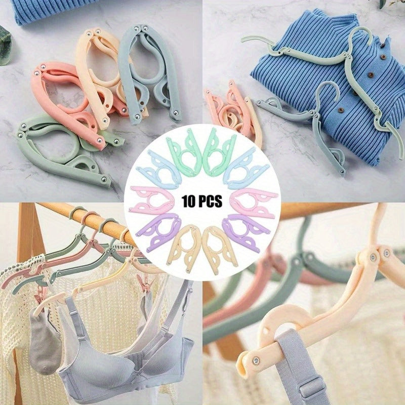 10pc Portable Folding Travel Hangers Space-Saving Clothes Drying Racks for Cruises