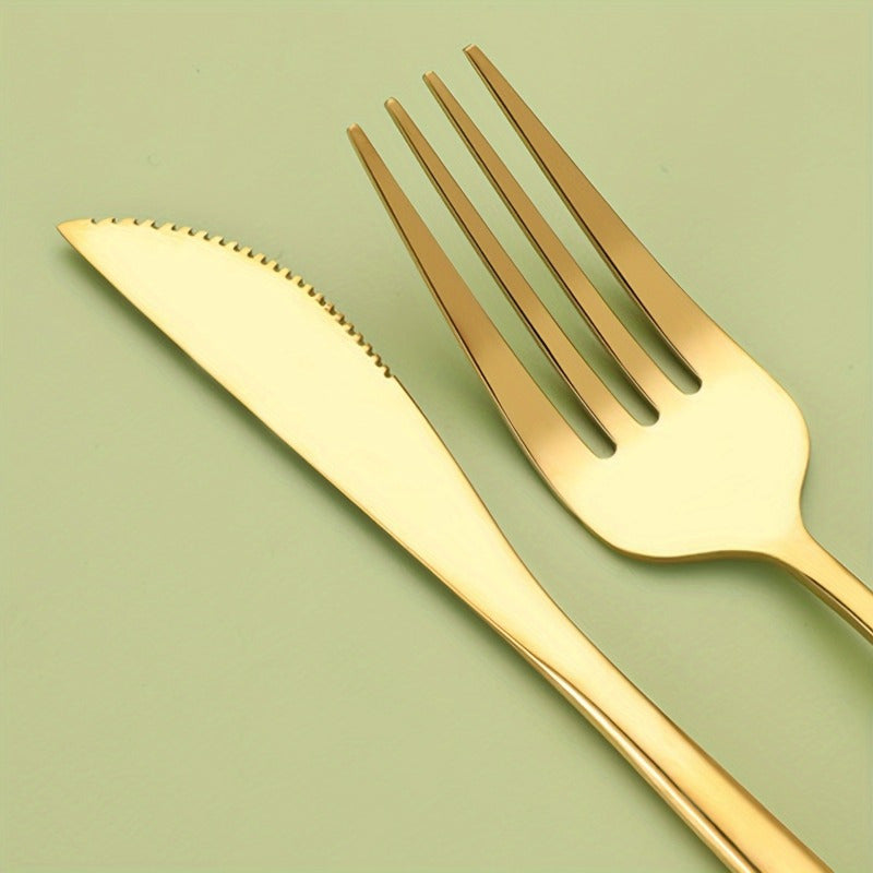 5-Piece Gold Stainless Steel Cutlery Set for Home Kitchen Restaurant Wedding