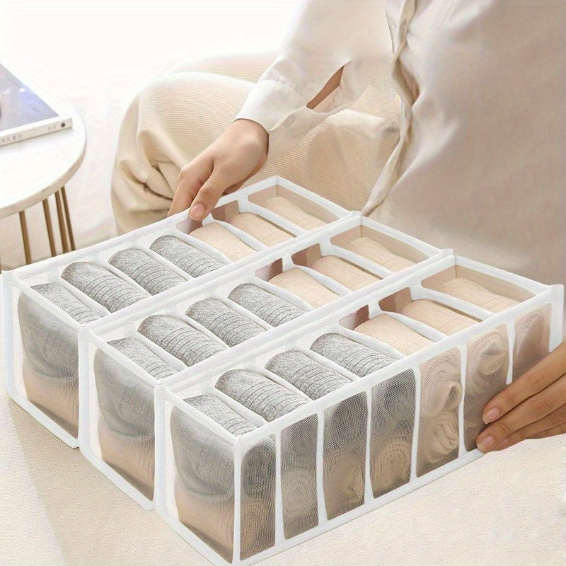 7-Grid Mesh Underwear and Socks Organizer for Drawer Storage Space Saving