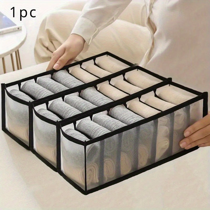 7-Grid Mesh Underwear and Socks Organizer for Drawer Storage Space Saving