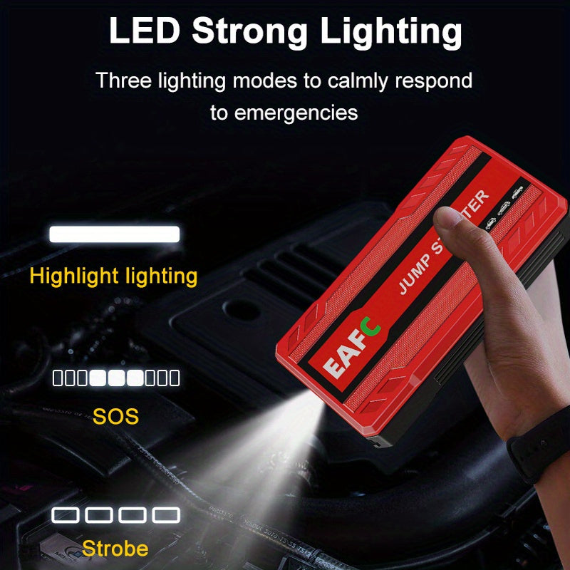 2023 Portable Car Jump Starter with LED Light and USB Power Bank for 12V Gasoline Cars Up to 3.0L