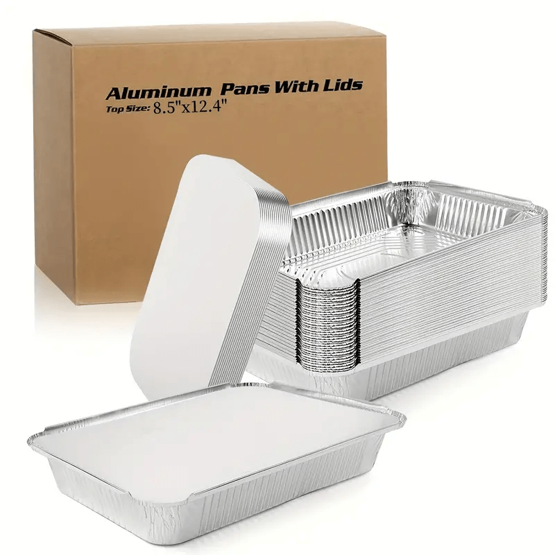Aluminum Foil Trays with Lids for Baking Cooking Camping and BBQ, Multiple Sizes