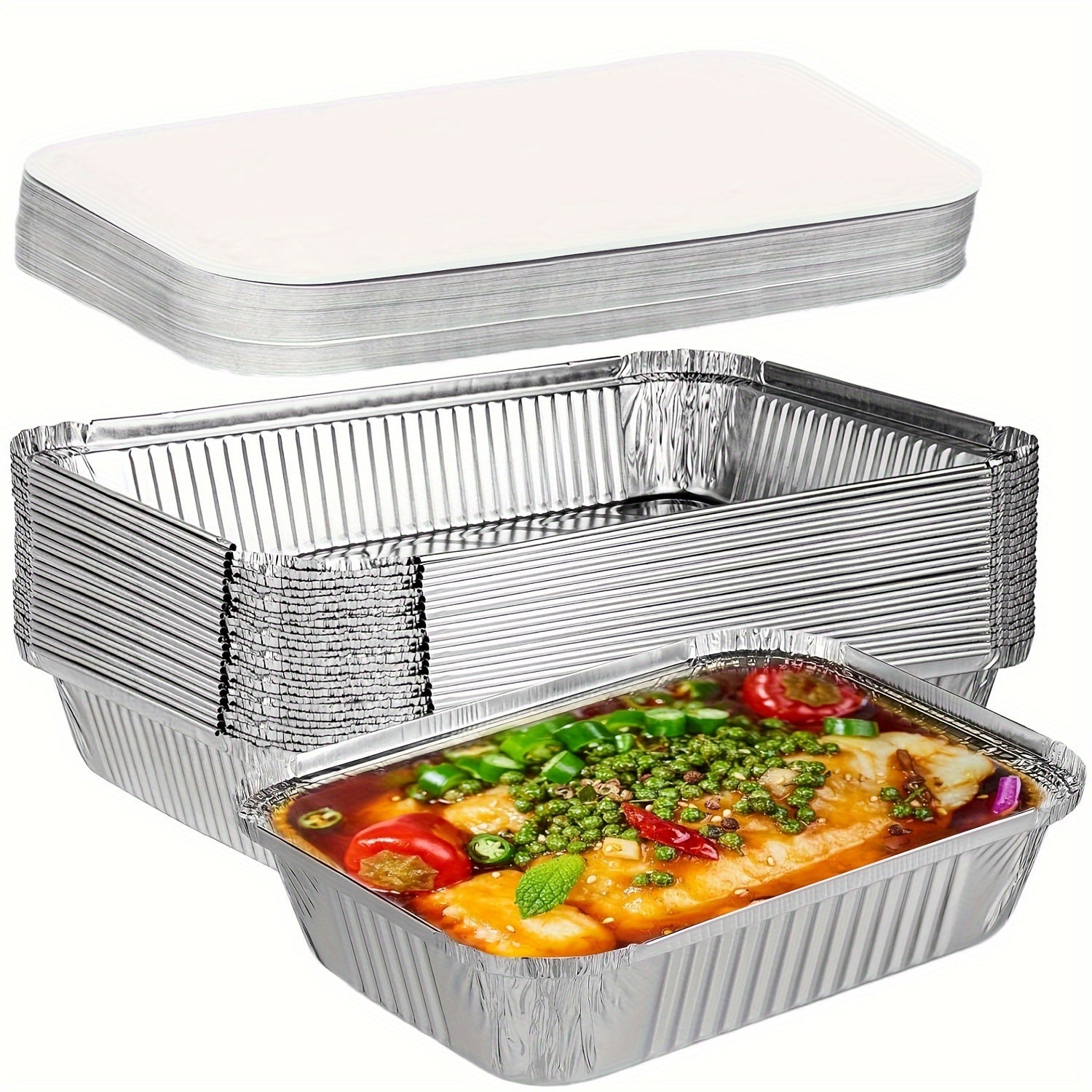 Aluminum Foil Trays with Lids for Baking Cooking Camping and BBQ, Multiple Sizes
