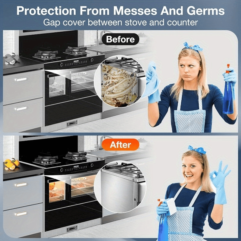 Stainless Steel Stove Gap Covers for Kitchen Counter, Heat Resistant, Fits 35.05cm Gaps