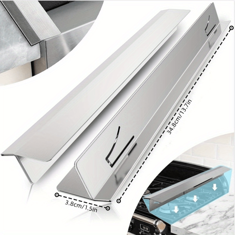 Stainless Steel Stove Gap Covers for Kitchen Counter, Heat Resistant, Fits 35.05cm Gaps