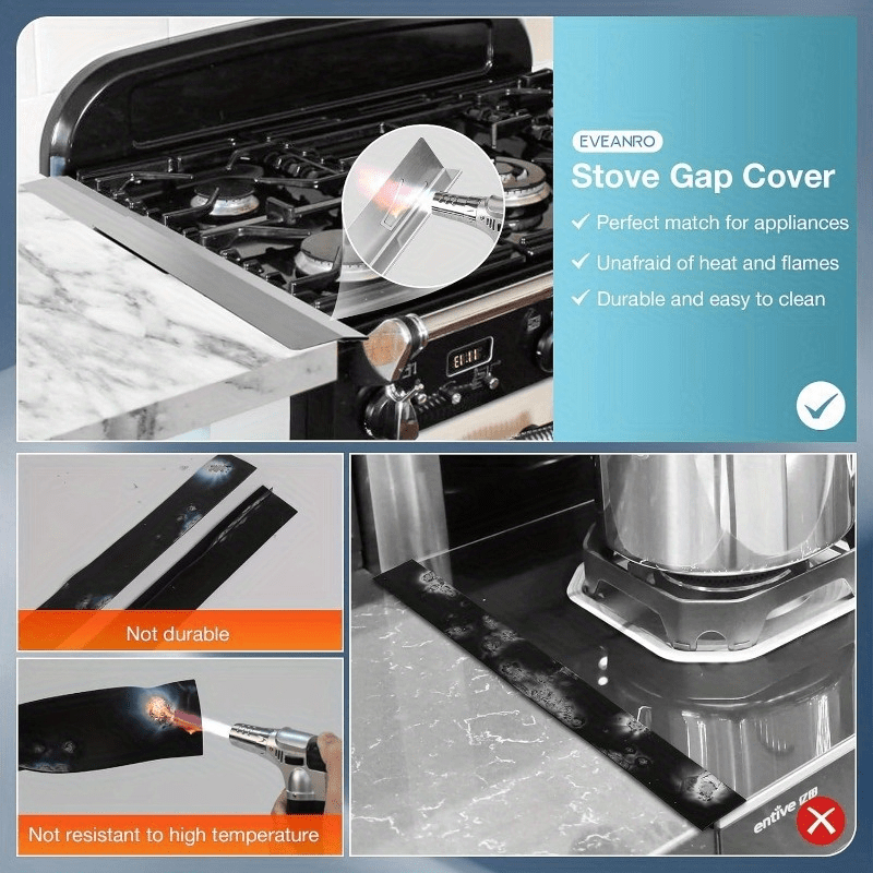 Stainless Steel Stove Gap Covers for Kitchen Counter, Heat Resistant, Fits 35.05cm Gaps