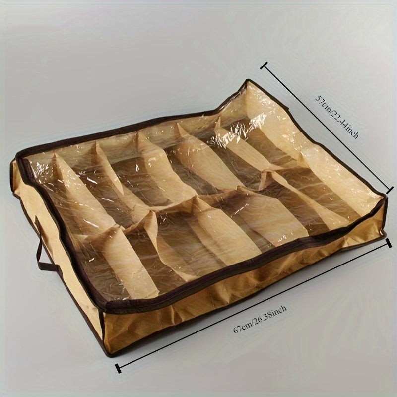 Прозрачный шкаф для обуви с 12 ячейками, размер 67,01x57,0 см, складной дизайн коробки для обуви для защиты от влаги и пыли, универсальное водонепроницаемое решение для хранения для организации спальни, кухни и шкафа.