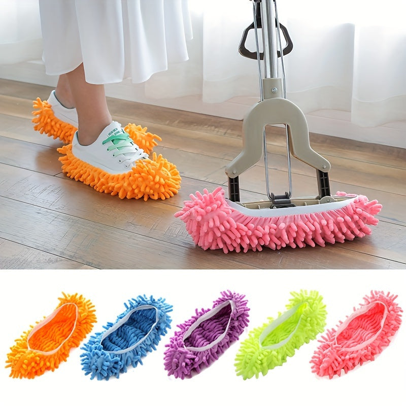Set of 2 Pink Floral Dust Mop Shoe Covers for Easy Floor Cleaning
